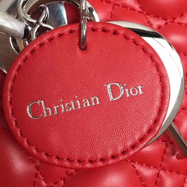 Dior lucky badges Original sheepskin Tote Bag A88035 red