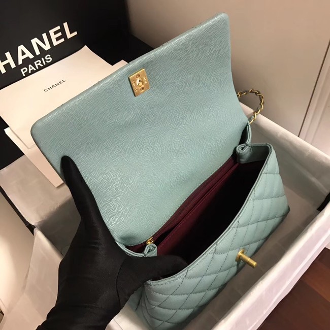 Chanel Small Flap Bag with Top Handle A92991 green