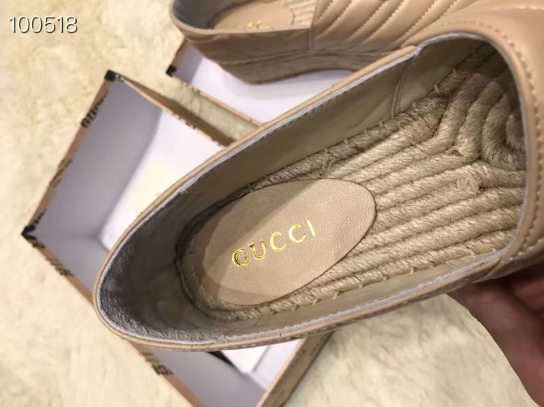 Gucci Chevron leather espadrille with Double G GG1507LRF Dusty pink