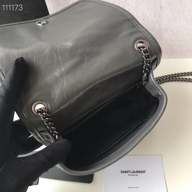 SAINT LAURENT Niki Mini leather shoulder bag 03743 dark grey