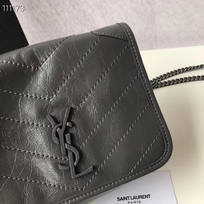 SAINT LAURENT Niki Mini leather shoulder bag 03743 dark grey