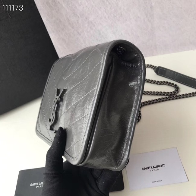 SAINT LAURENT Niki Mini leather shoulder bag 03743 dark grey