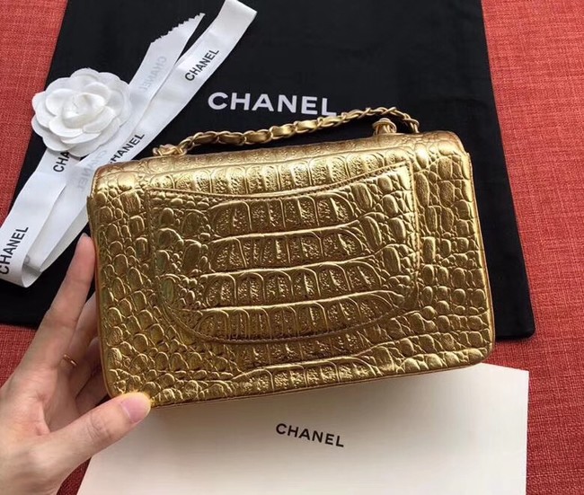 Chanel Classic Handbag Original Alligator & Gold-Tone Metal A01116 gold