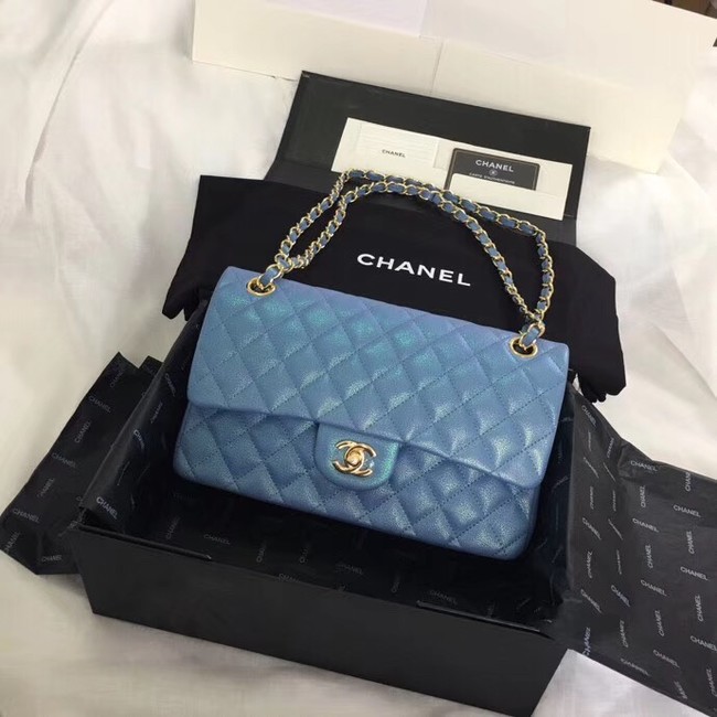 Chanel Calfskin & Gold-Tone Metal A01112 blue