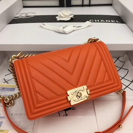 Chanel Boy Flap Shoulder Bag Original Sheepskin Leather A67086 orange