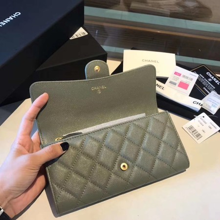 Chanel long flap wallet A80759 green