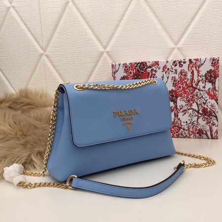 Prada Calf leather shoulder bag 82501 sky blue