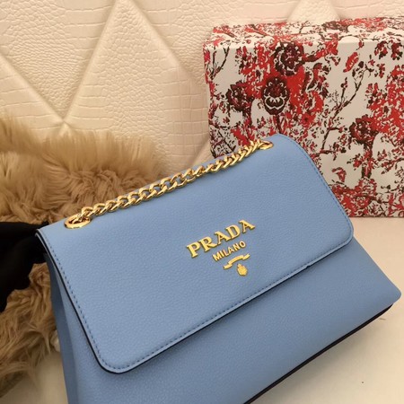 Prada Calf leather shoulder bag 82501 sky blue