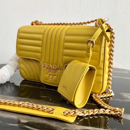 Prada Diagramme medium leather bag 1BD108 yellow