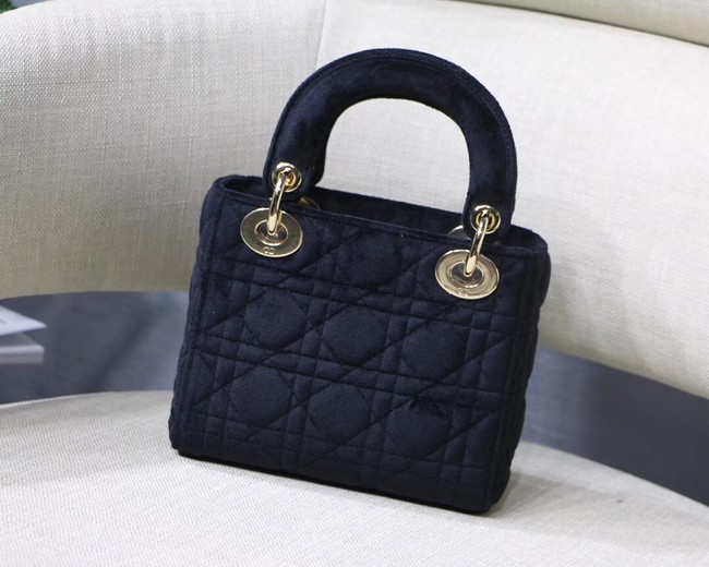 MINI LADY DIOR Velvet BAG M424 black