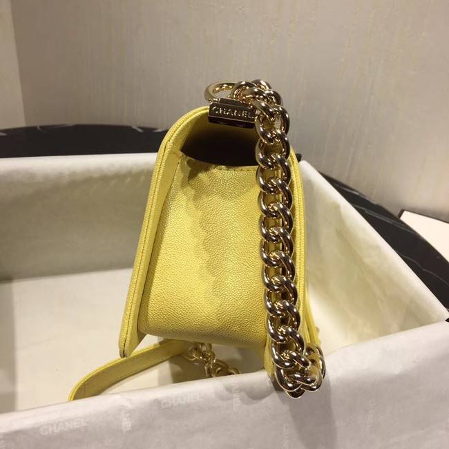 Boy Chanel Flap Shoulder Bag Original Leather Yellow A67085 Gold