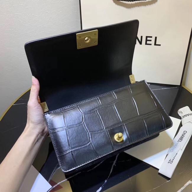 Chanel Le Boy Flap Shoulder Bag Original Leather Black TY67086 Gold