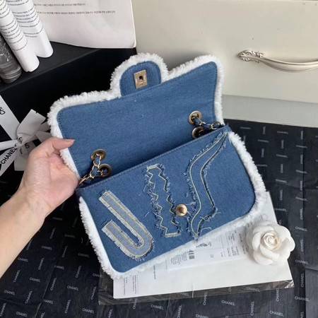 Chanel Shoulder Bag Light Blue 63592 Gold