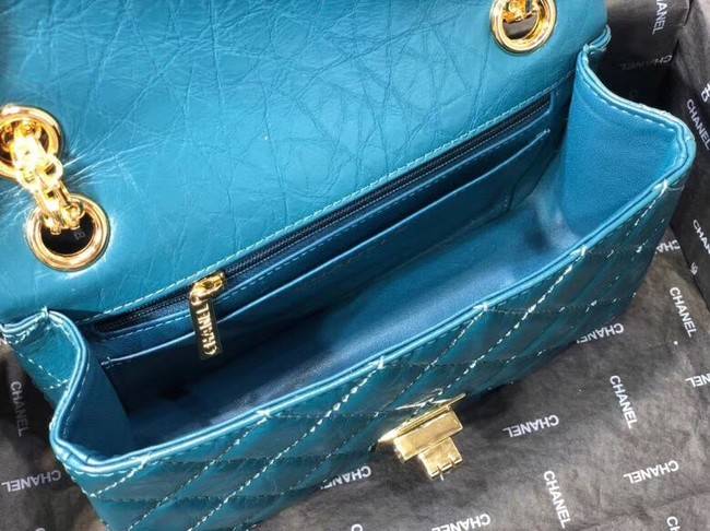 Chanel Shoulder Bag Original Leather Blue AS0874 Gold