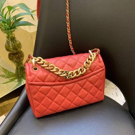 Chanel Shoulder Bag Original Leather Red 50938 Gold