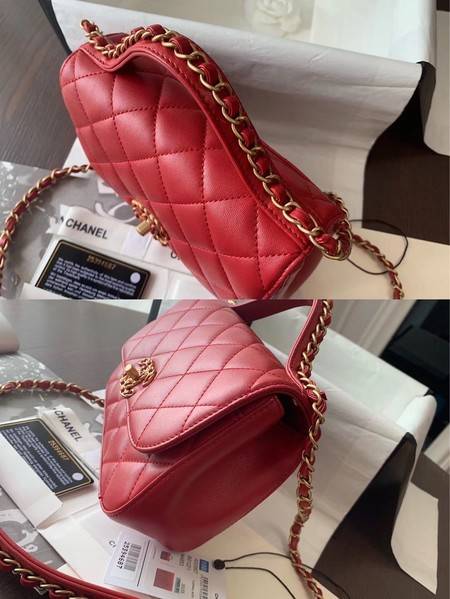 Chanel Shoulder Bag Original Leather Red 63593 Gold