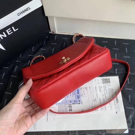 Chanel Shoulder Bag Original Leather Red AS0729 Gold