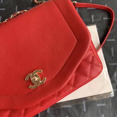 Chanel Shoulder Bag Original Leather Red AS0729 Gold