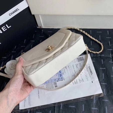 Chanel Shoulder Bag Original Leather White AS0729 Gold