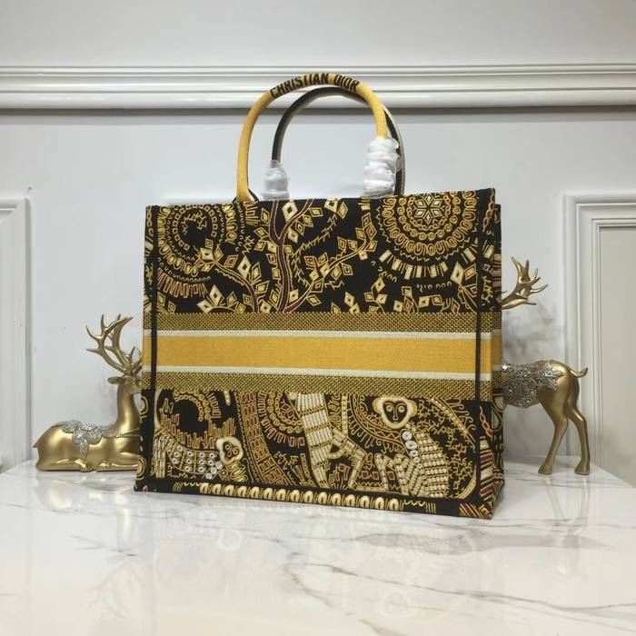 DIOR BOOK TOTE BAG IN EMBROIDERED CANVAS C1286 Gold