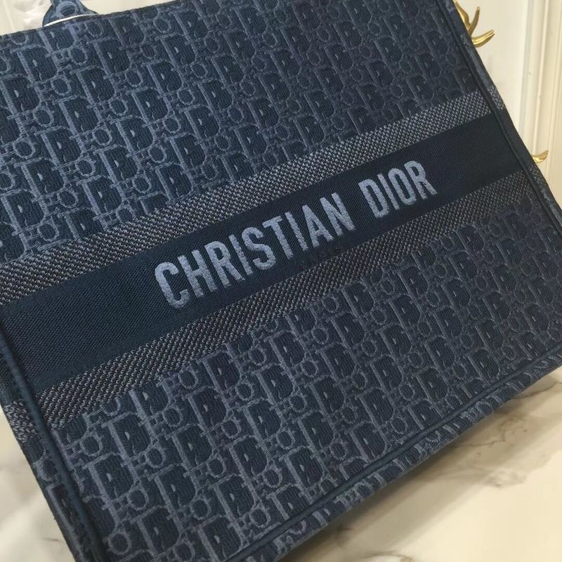 DIOR BOOK TOTE BAG IN EMBROIDERED CANVAS C1286 Blue