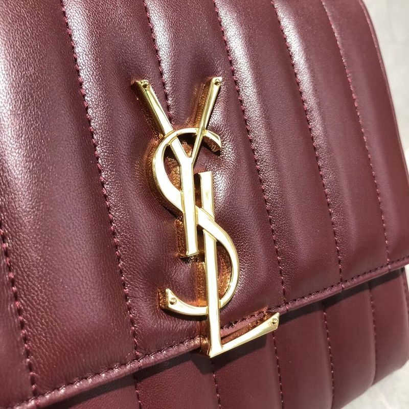 Yves Saint Laurent Sheepskin Original Leather Shoulder Bag Y554125 Wine