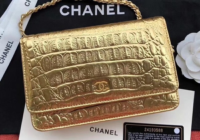 Chanel Calfskin & Gold-Tone Metal A33814 Gold