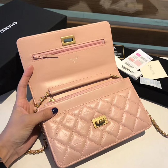 Chanel Calfskin & Gold-Tone Metal S33814 pink