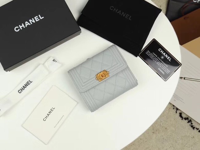 Chanel Calfskin Leather & Gold-Tone Metal A80734 grey