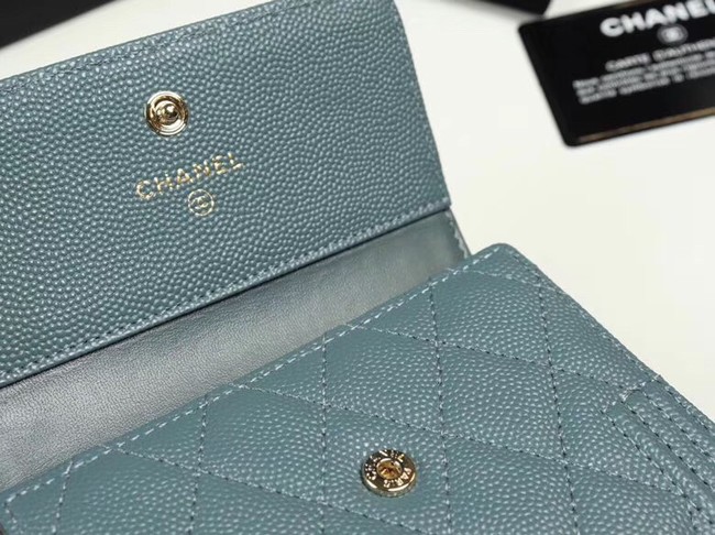 Chanel Calfskin Leather & Gold-Tone Metal A80734 light blue