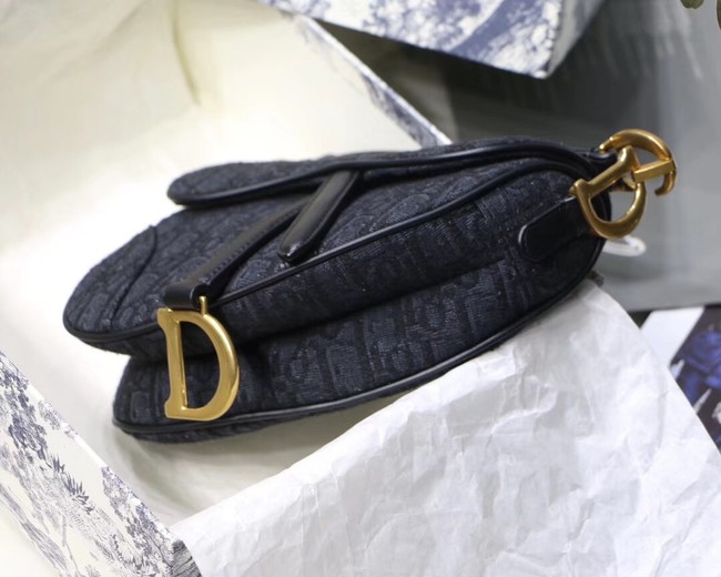 Dior SADDLE DENIM CANVAS BAG M928 denim black