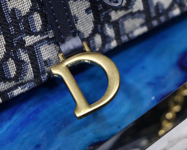 Dior SADDLE DENIM CANVAS Chain Clutch bag S5614 dark blue