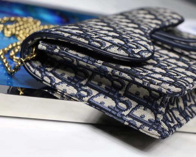 Dior SADDLE DENIM CANVAS Chain Clutch bag S5614 dark blue