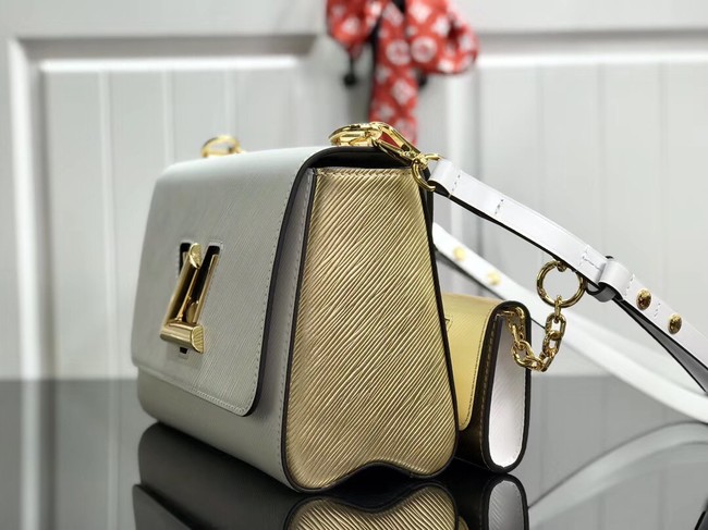 Louis vuitton original epi leather TWIST MM M50280 white&gold