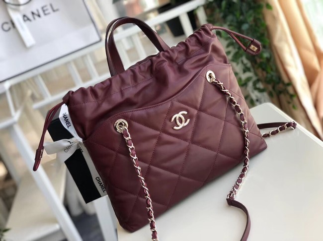 Chanel Classic Sheepskin Leather Shopping bag AS0985 red