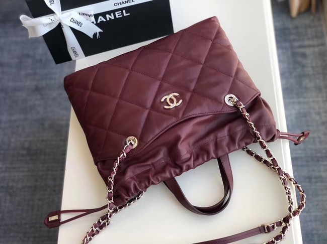 Chanel Classic Sheepskin Leather Shopping bag AS0985 red