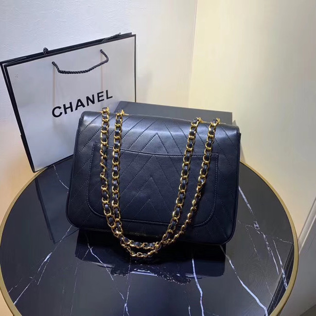 Chanel flap bag leather & Gold-Tone Metal 57276 Royal Blue