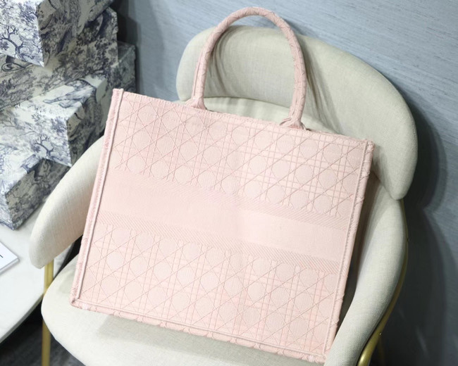 DIOR BOOK TOTE BAG IN EMBROIDERED CANVAS C1286 Pink