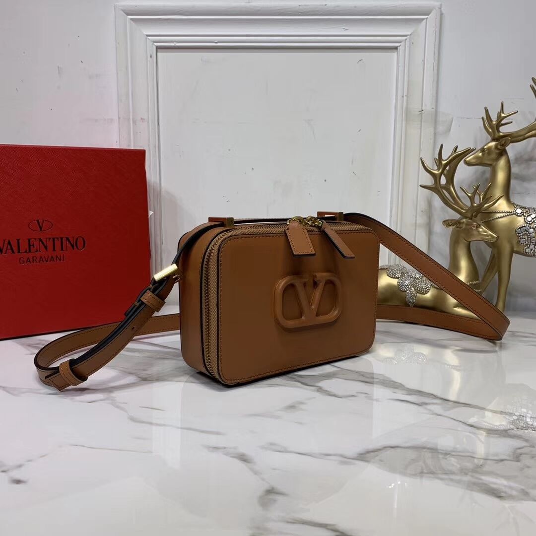 VALENTINO Origianl leather shoulder bag V0020 brown