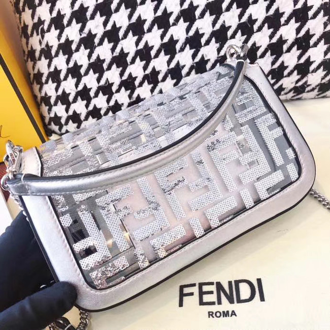 FENDI BAGUETTE MON TRESOR PU Mini Shoulder Bag 8BR771A white