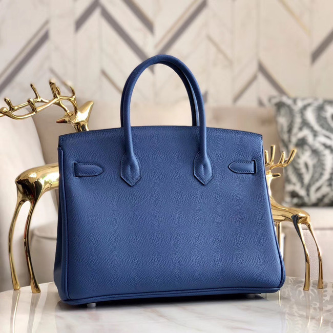 Hermes original Epsom Leather HB35O blue&silver Metal