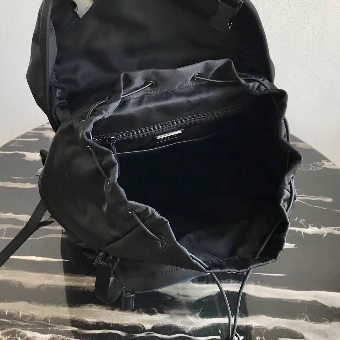 Prada Technical fabric and leather backpack 2VZ135 black&blue