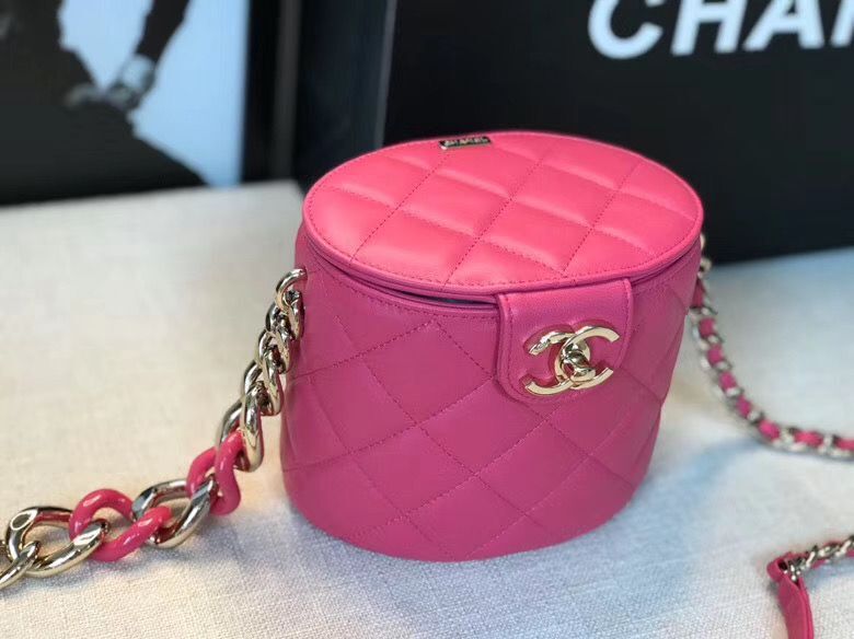 Chanel Original Leather Cosmetic Bag Resin Chain Bag C63298 Rose