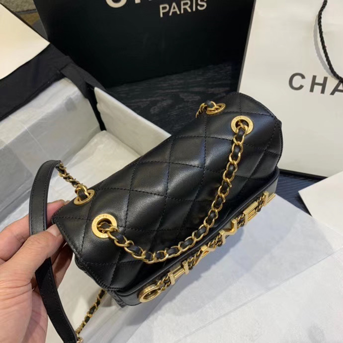 Chanel small Flap Bag Original Sheepskin Leather AS1490 black