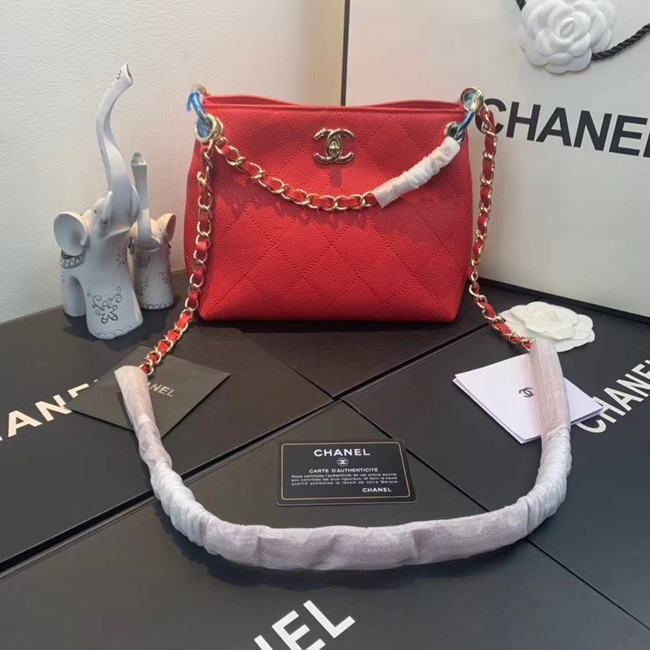 Chanel Small Calfskin hobo bag AS1461 red