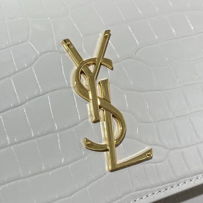 Yves Saint Laurent Calfskin Leather Shoulder Bag Y542206A white&gold-Tone Metal