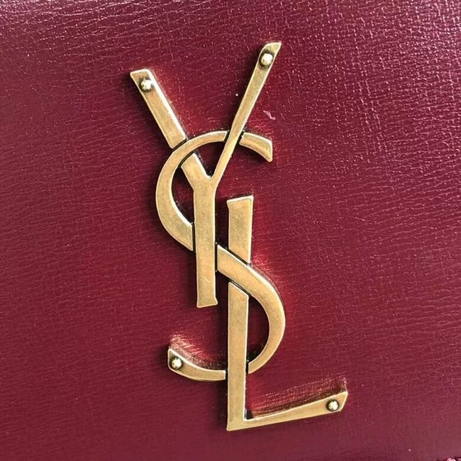 Yves Saint Laurent Calfskin Leather Shoulder Bag Y542206B red