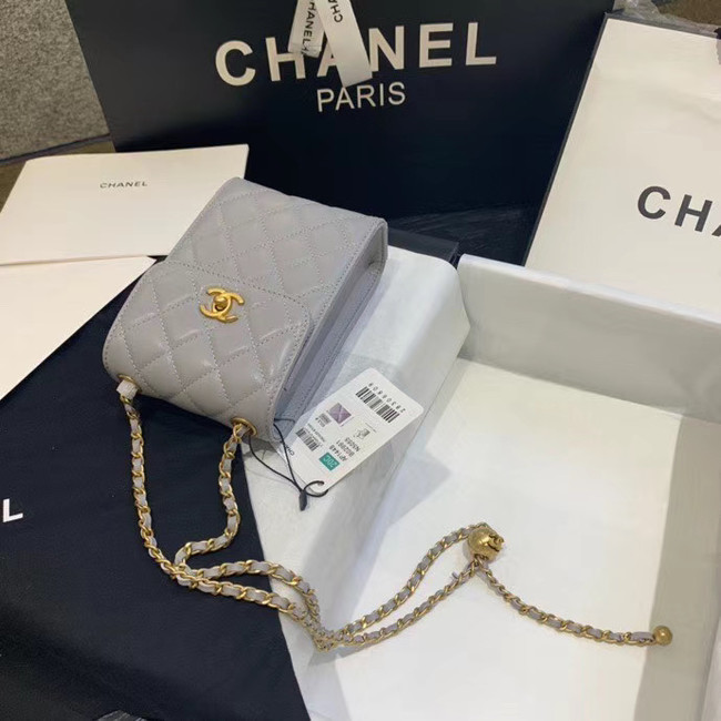 Chanel Original Small classic Sheepskin Shoulder Bag AP1448 grey