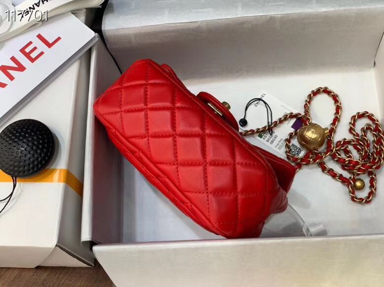 Chanel MINI Flap Bag Original Sheepskin Leather AS1786 Red