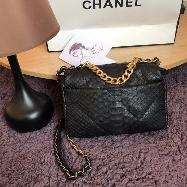 CHANEL 19 Flap Bag Original Snake skin flap bag AS1160 Black